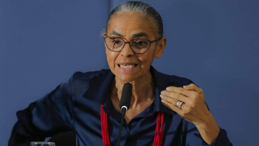A ministra do Meio Ambiente, Marina Silva, ao discursar na abertura da Pré-COP30 (30ª Conferência das Nações Unidas sobre Mudança do Clima), em Brasília