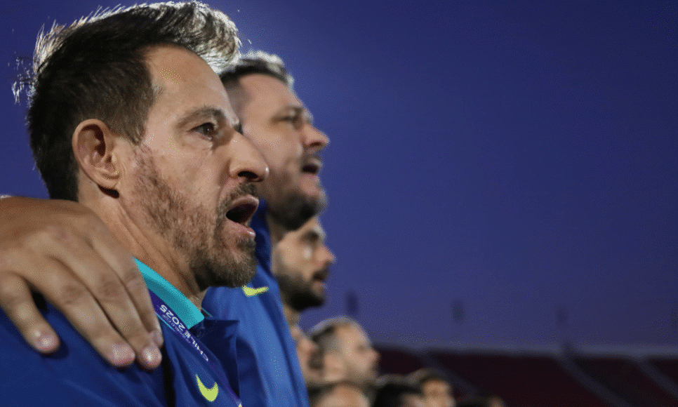 Treinador do Brasil sub-20, Ramon Menezes, durante partida do Mundial Sub-20 entre Brasil e Marrocos, no Estádio Nacional Julio Martínez Prádanos, em Santiago, no Chile