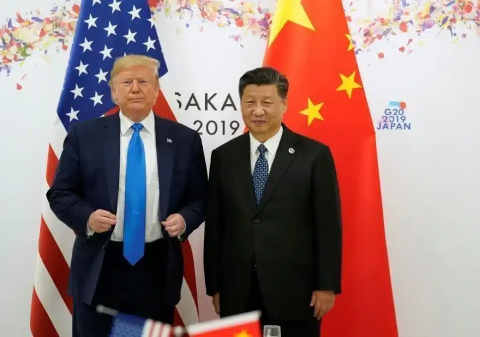 Presidentes dos EUA, Donald Trump, e da China, Xi Jinping, durante reunião do G20, em Osaka, no Japão, em 2019