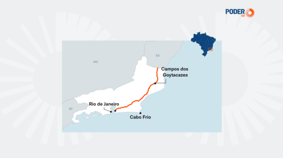 Na imagem, representação da BR-101/RJ