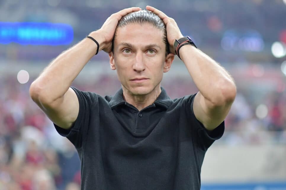 Filipe Luís técnico do Flamengo durante partida contra o Bahia no estádio Maracanã
