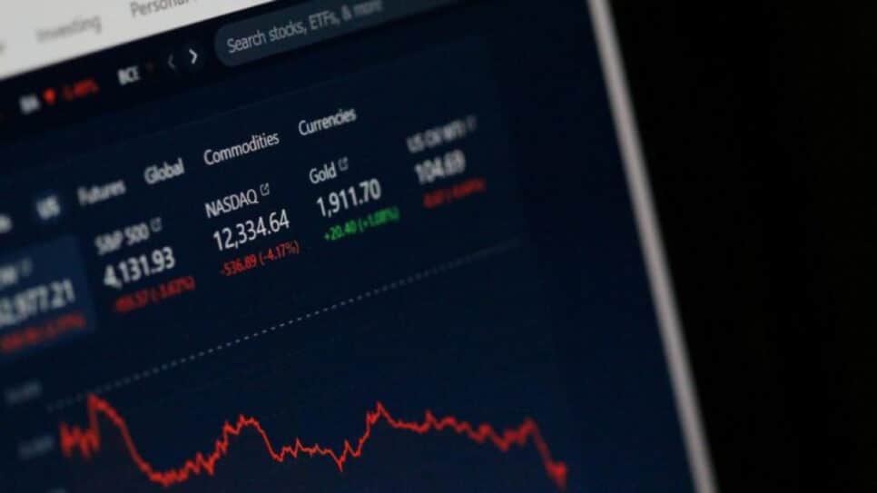 Gráfico e números de Bolsas