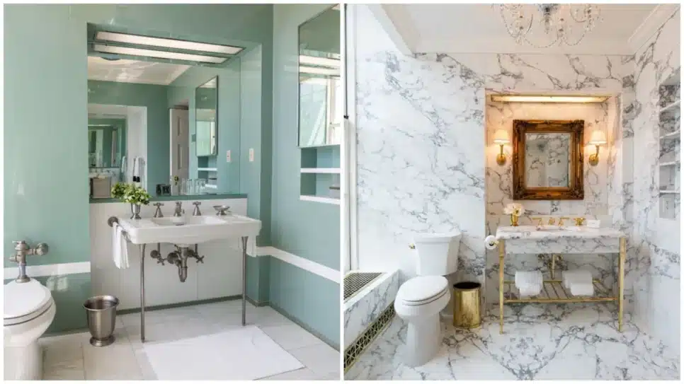 Antes e depois da reforma no Banheiro de Lincoln, na Casa Branca