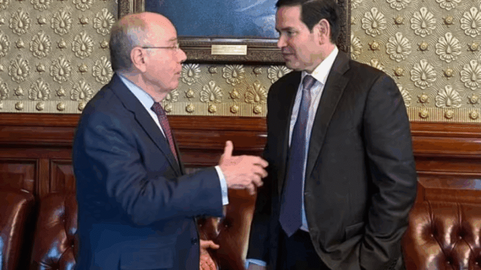 O ministro das Relações Exteriores, Mauro Vieira (esq.), teve um encontro reservado de 15 minutos com Rubio (dir.) antes da reunião ampliada, que durou cerca de 45 minutos