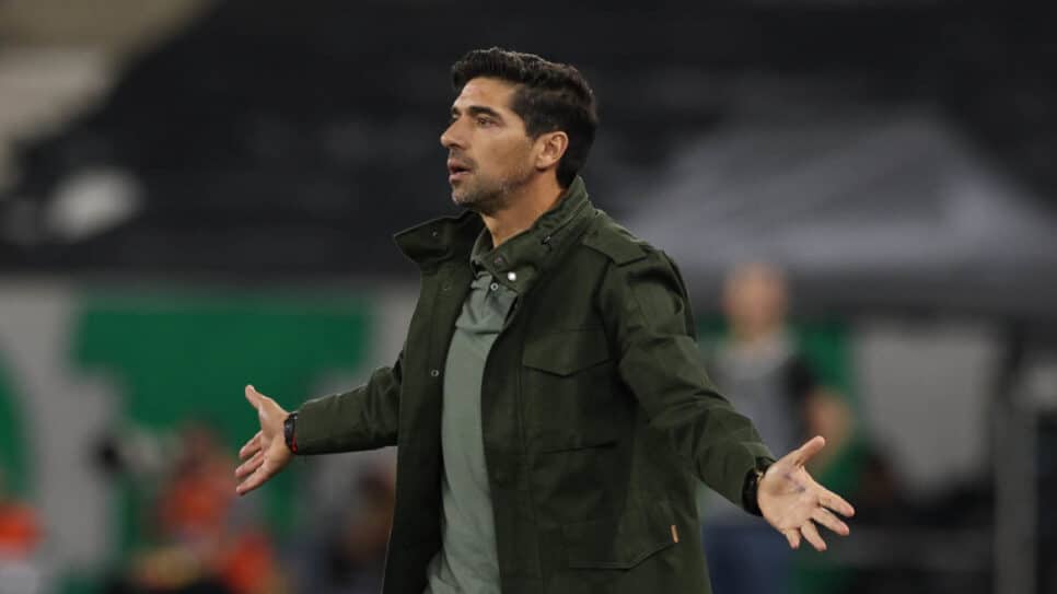 O técnico Abel Ferreira, da SE Palmeiras, em jogo contra a equipe do Botafogo FR