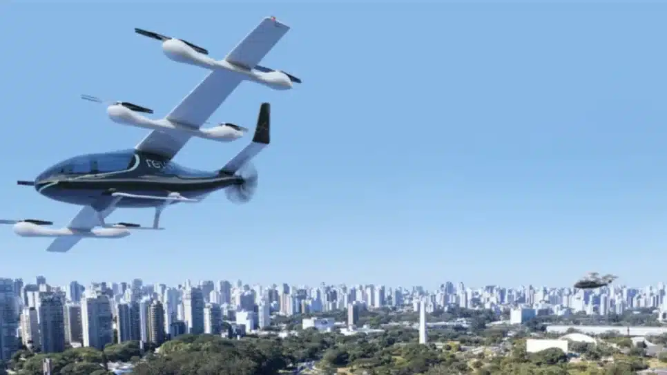 O eVTOL da Eve terá capacidade para 4 passageiros, além do piloto, alcance de 100 km e espaço para duas malas ou 4 bagagens de mão