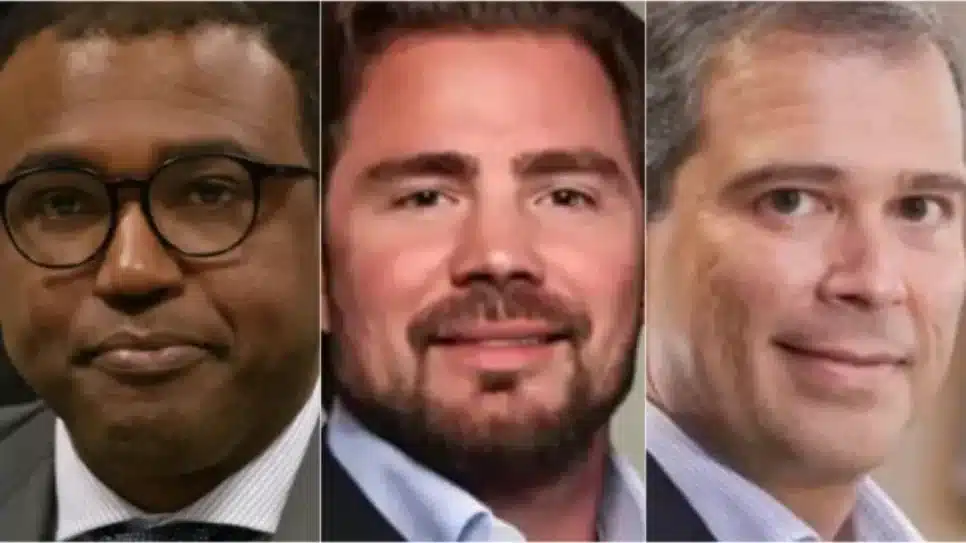 Na imagem, da esq. para a dir.: Ailton de Aquino Santos, Daniel Vorcaro e Paulo Henrique