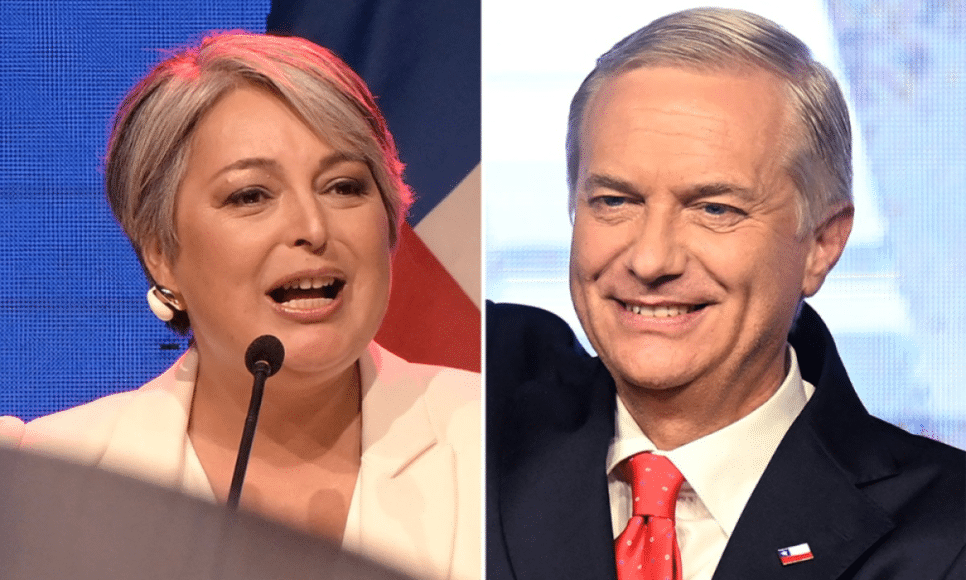 Candidata à presidência do Chile, Jeannette Jara, da coligação Unidad por Chile, e o também candidato à presidência do Chile, José Antonio Kast, do Partido Republicano