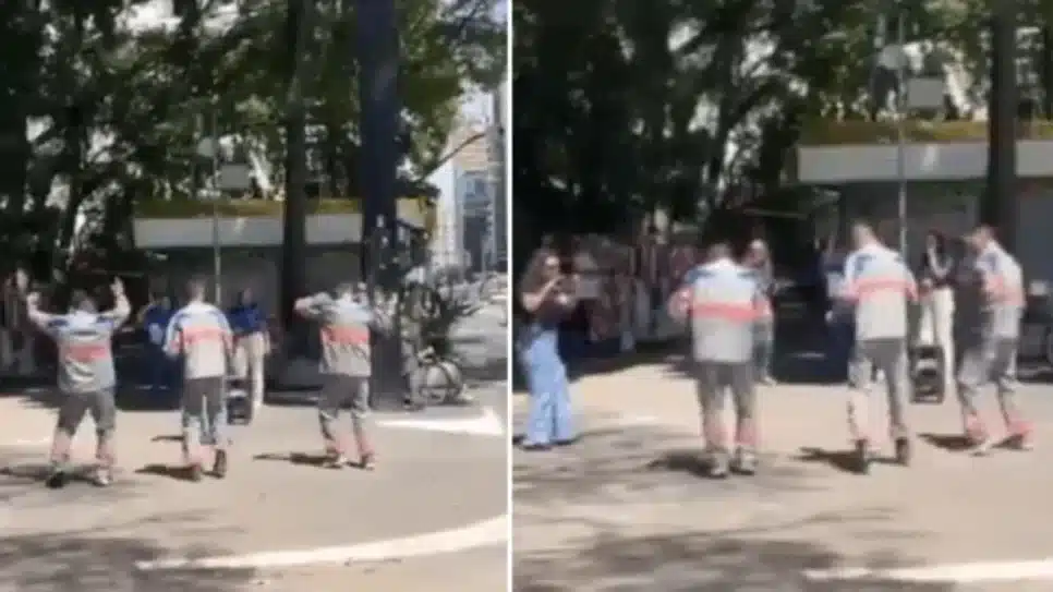 terceirizados da Enel fazem dancinha