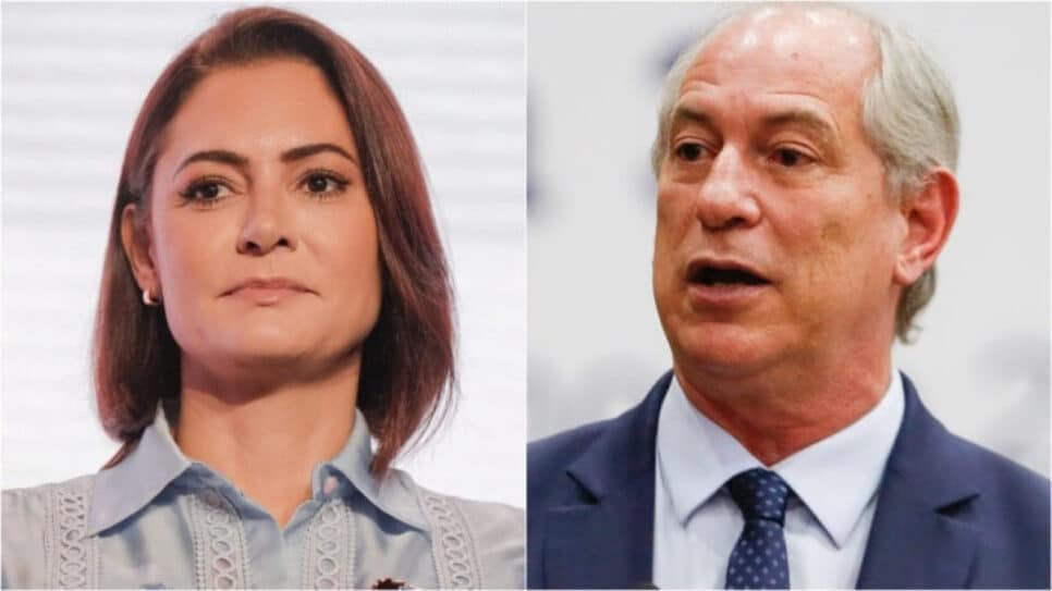 Na imagem, a ex-primeira-dama Michelle Bolsonaro (à esq.) e o ex-governador do Ceará e ex-ministro Ciro Gomes (à dir.)