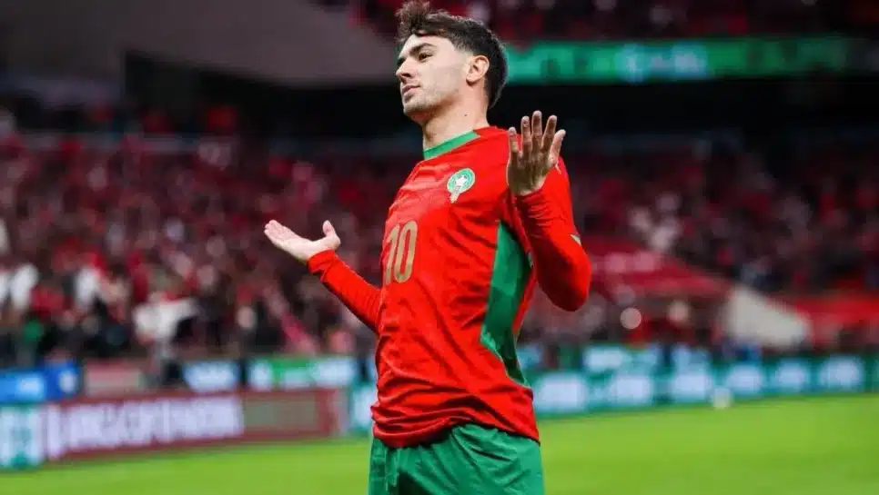 Brahim Díaz durante partida do Marrocos