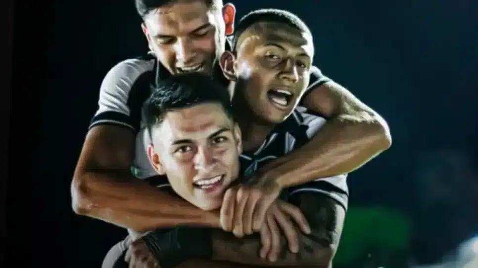 Time do Botafogo celebra gol diante do Estrela de Março