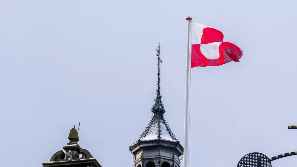 Bandeira da Groenlândia em Copenhagen, na Dinamarca