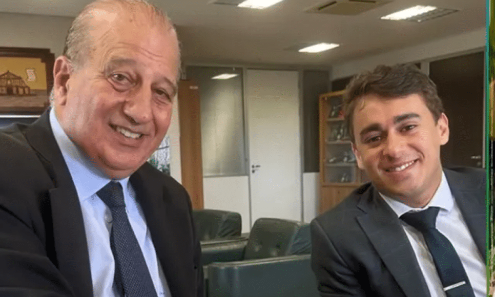 Ministro Augusto Nardes recebendo o deputado federal Nikolas Ferreira (PL-MG) em seu gabinete, em Brasília