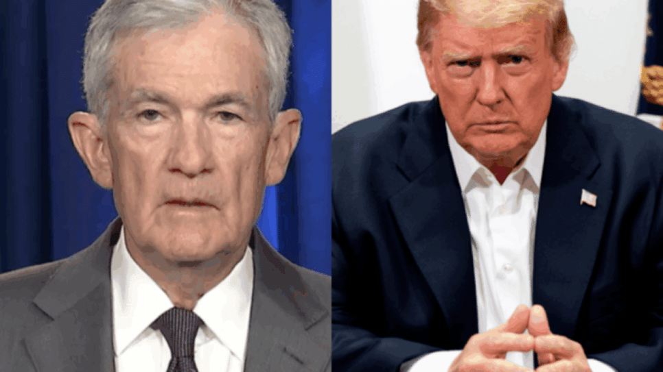 Jerome Powell, presidente do Fed, e Donald Trump, presidente dos EUA