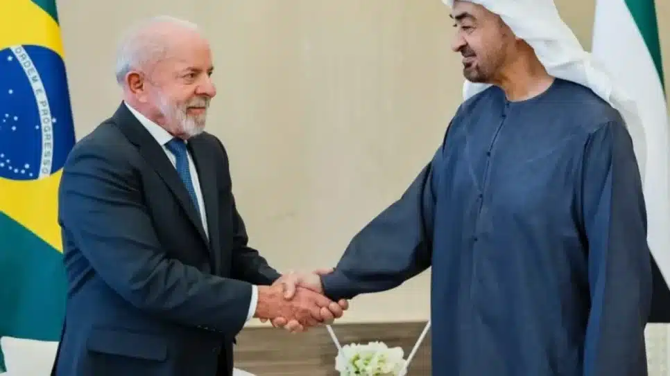 Presidente Lula e o presidente dos Emirados Árabes, o xeique Mohammed bin Zayed Al Nahyan afirmaram ter interesse na criação de uma Parceria Econômica Abrangente | Ricardo Stuckert / PR - 24.06.2026