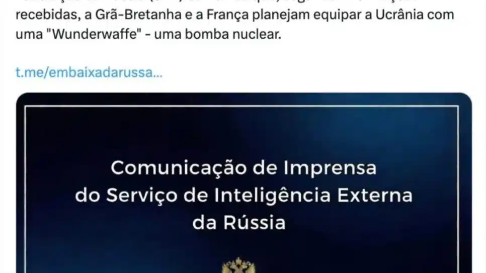 Rússia acusa Londres e Paris de plano nuclear com Kiev