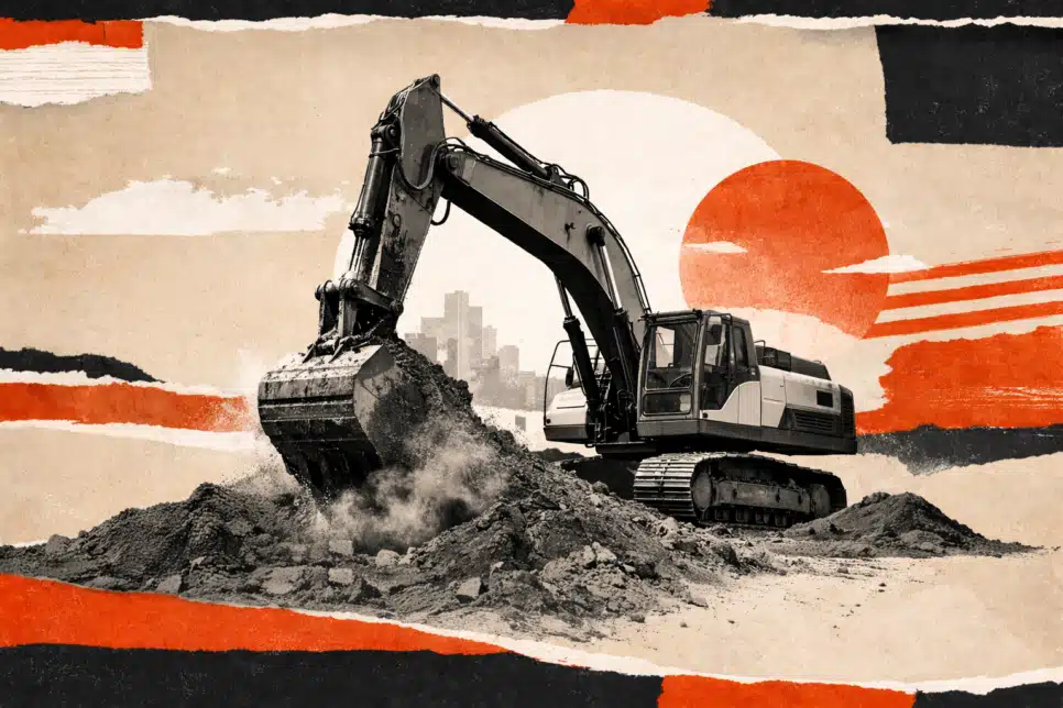 Ilustração de uma escavadeira