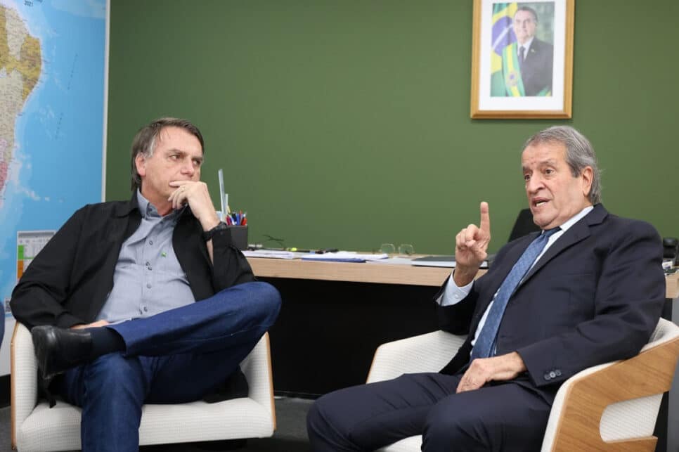 O Presidente Nacional do PL, Valdemar Costa Neto, o Presidente de Honra do PL, Jair Bolsonaro, na sede do partido