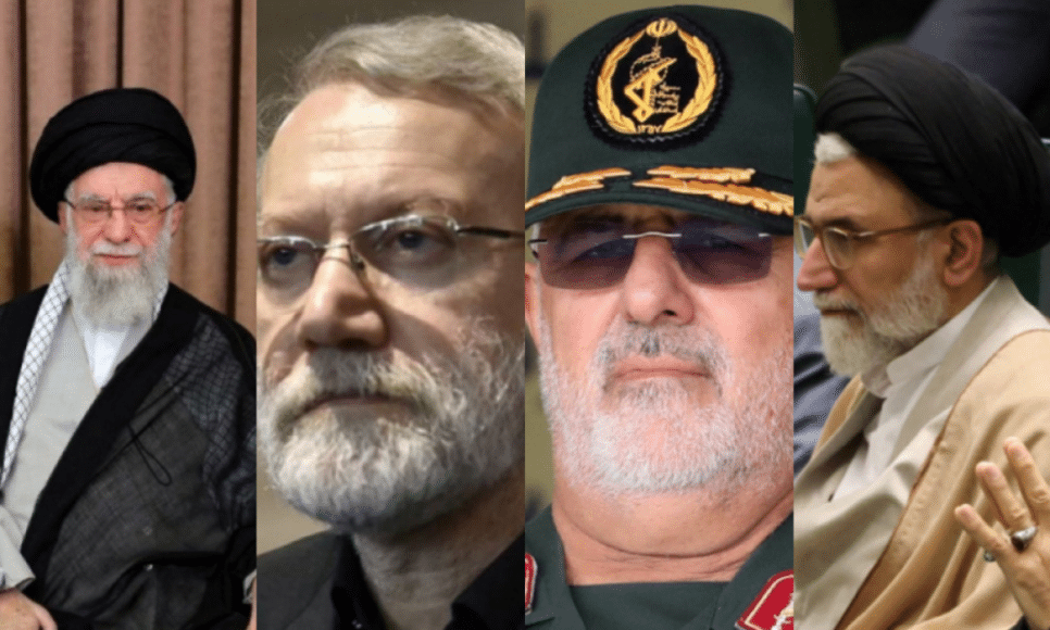 Ex líder supremo do Irã Ali Khamenei; ex-chefe do Conselho de Segurança Nacional Ali Larijani; ex-comandante-chefe da Guarda Revolucionária Mohammad Pakpour; e ex-ministro da Inteligência Esmaeil Khatib