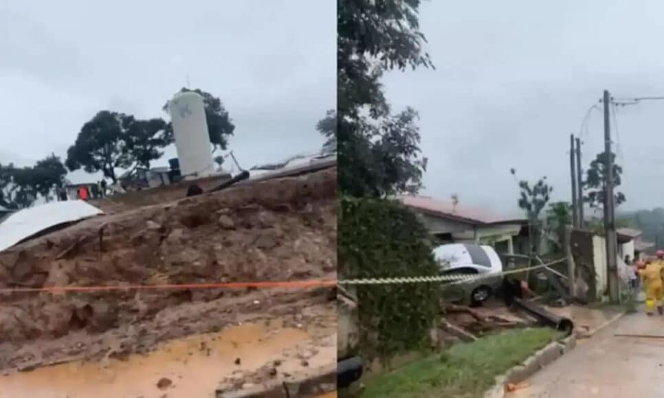 Destruição com o rompimento do reservatório de água da Sabesp