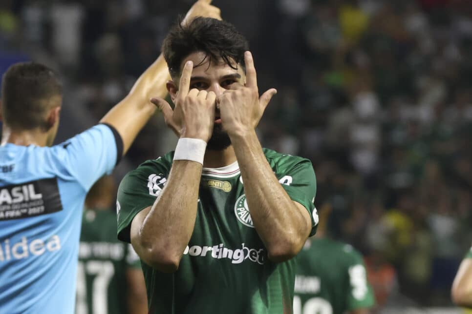 Flaco Lopez durante a partida entre Palmeiras (SP) e Mirassol (SP), válida pela sexta rodada do Campeonato Brasileiro 2026
