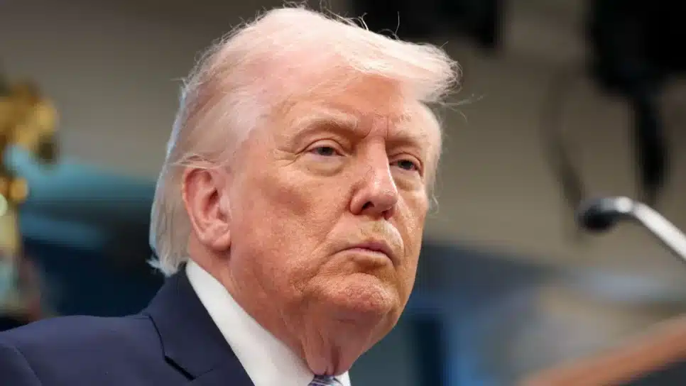 O presidente dos EUA, Donald Trump, durante coletiva de imprensa na Casa Branca