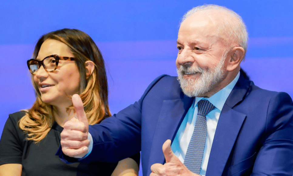 Presidente Lula e a Primeira-Dama Janja, durante a cerimônia de abertura da 5ª Conferência Nacional de Políticas para as Mulheres